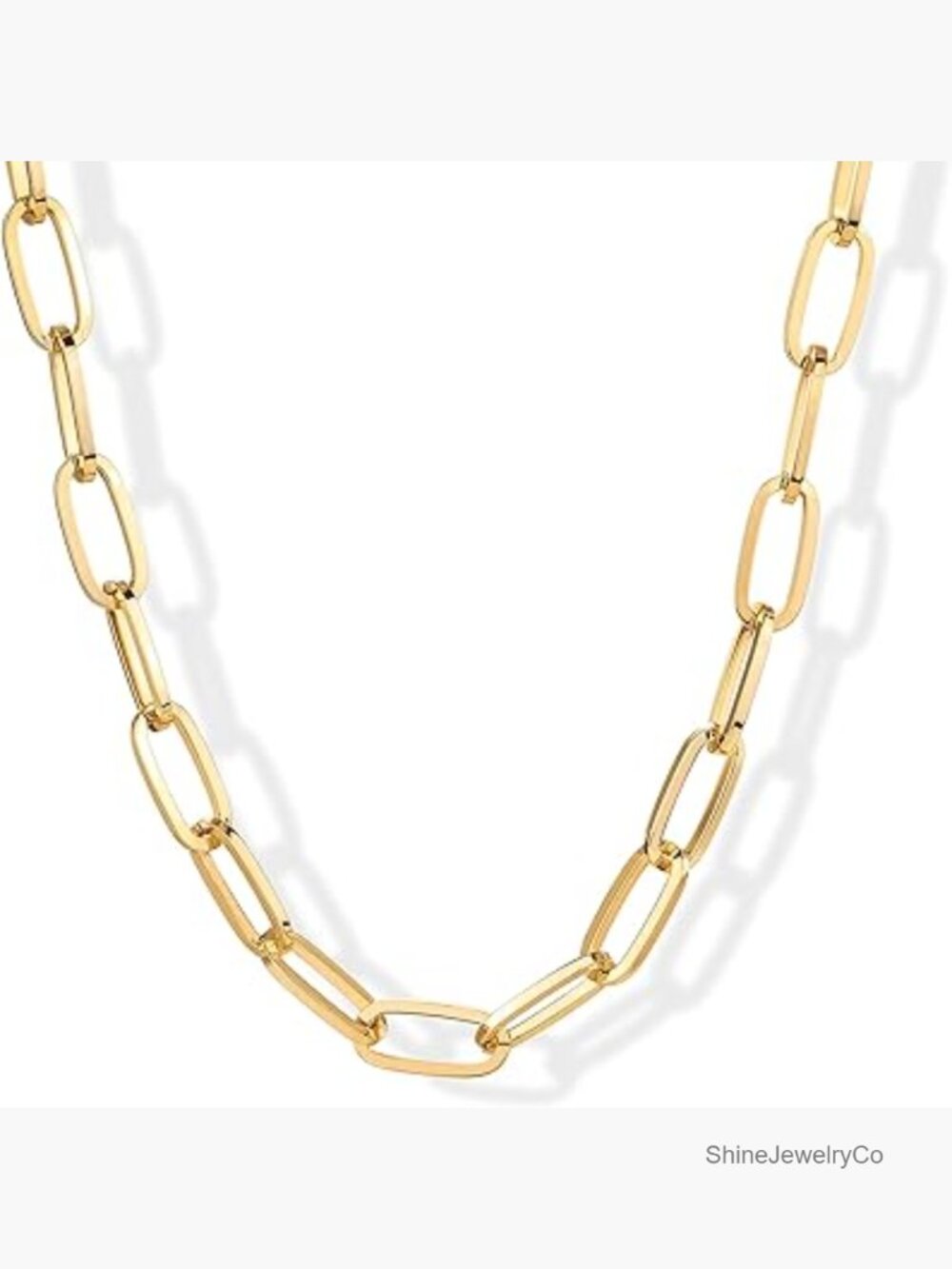 Chunky Gold Plated Paperclip Chain Choker Necklace Statement Jewelry